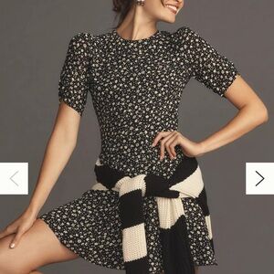 Reformation Black Floral Mini Dress Size 0